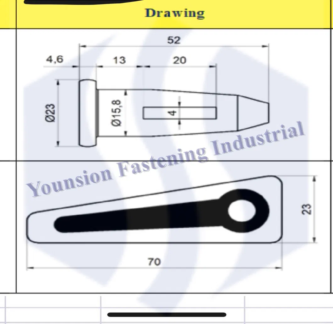 Wedge Pin Round Pin 15*52mm in Yellow Zp